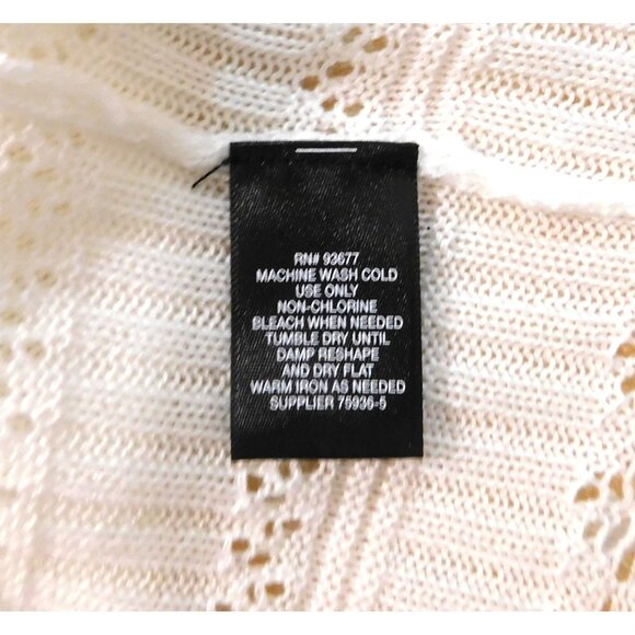Liz Claiborne Sweater Womens XL White Open-Front Cardigan Lace Trim - Picture 10 of 10